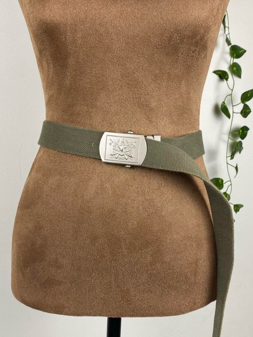 Vintage Italian army belt with silver/stainless steel buckle